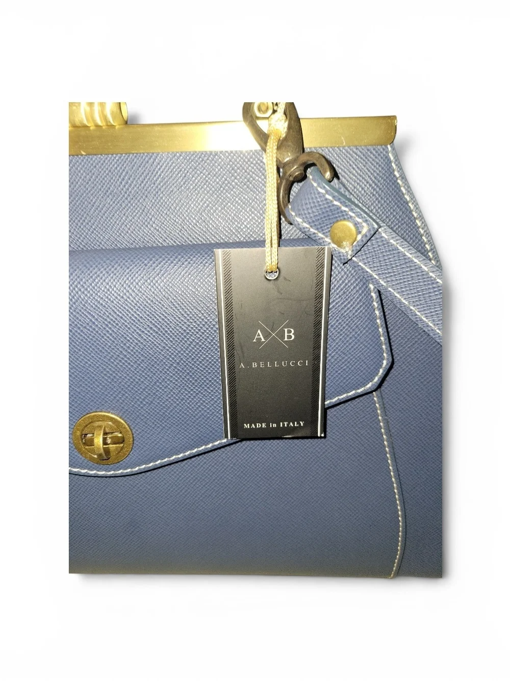 NWT A. Bellucci Blue Satchel with Gold Hardware W/ Convertible Crossbody Strap.